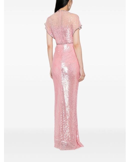 Robe longue Stardust à sequins Jenny Packham en coloris Pink