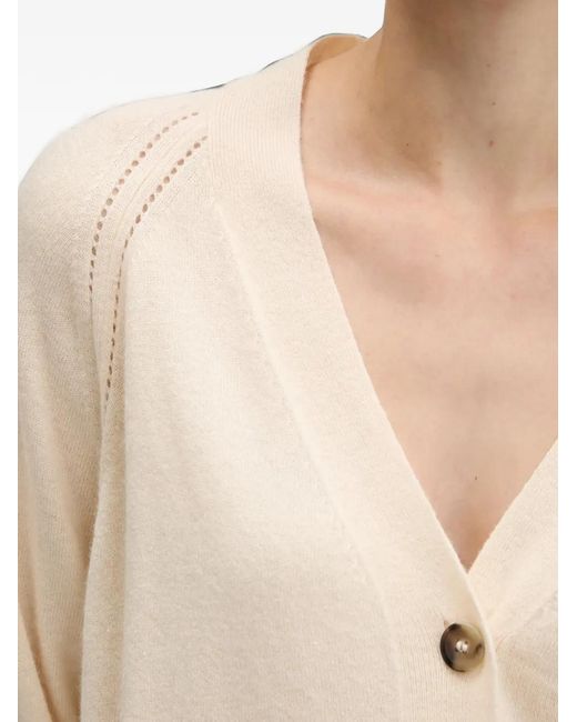 Sisley White Button Perforated Cardigan