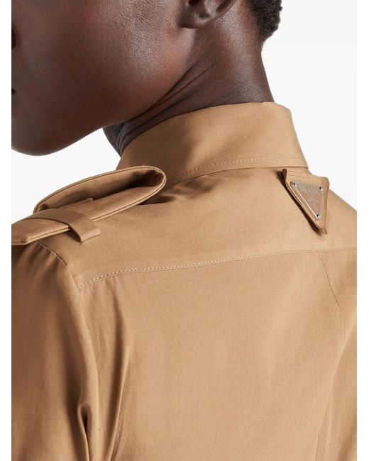 Robe-Chemise En Coton À Logo Triangle Prada en coloris Natural