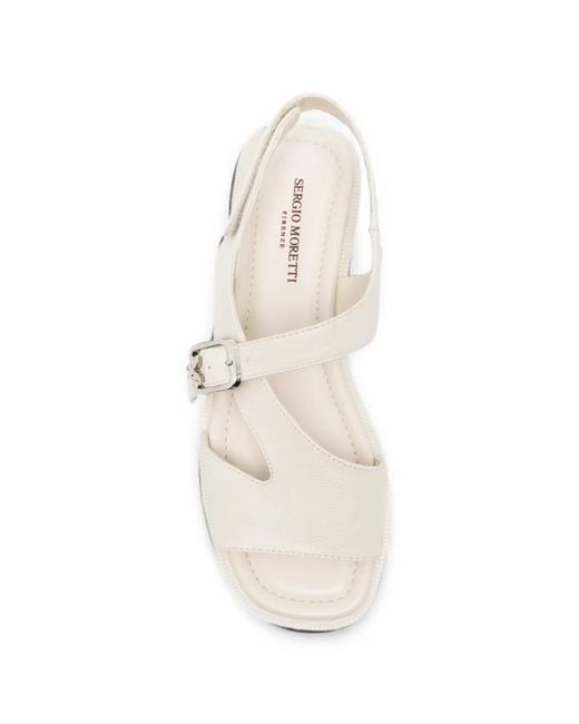 SERGIO MORETTI FIRENZE White Buckle-Fastening Touch-Strap Sandals