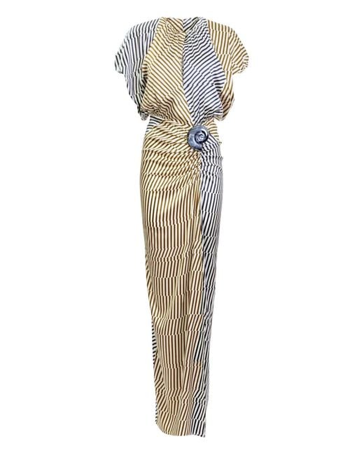 Silvia Tcherassi Brown Kala Striped Maxi Dress