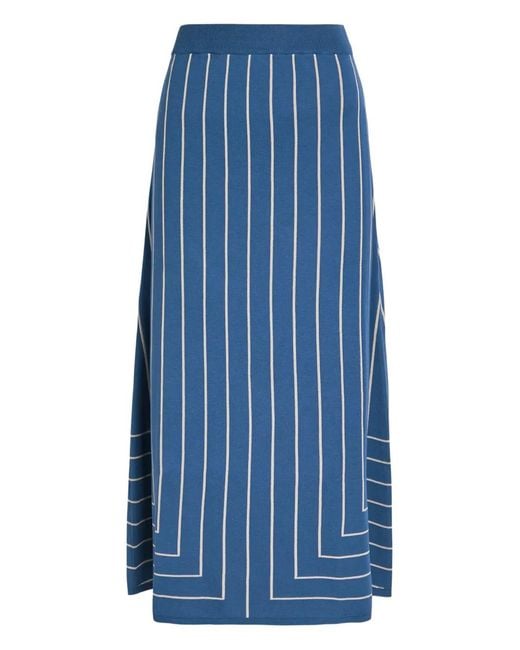 Joseph Blue Geometric-Pattern Jacquard Midi Skirt