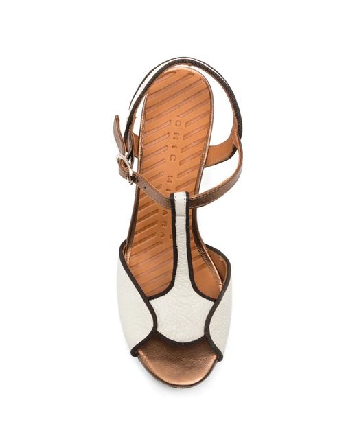 Chie Mihara Metallic T-Strap Snakeskin Sandals