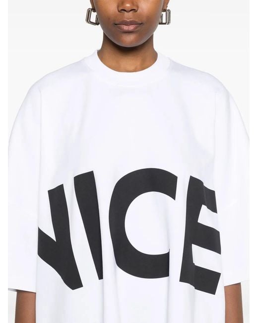 Moschino White Text-Print Mini Dress
