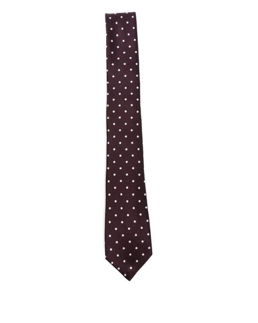 メンズ Tom Ford ポルカドット シルクネクタイ Purple