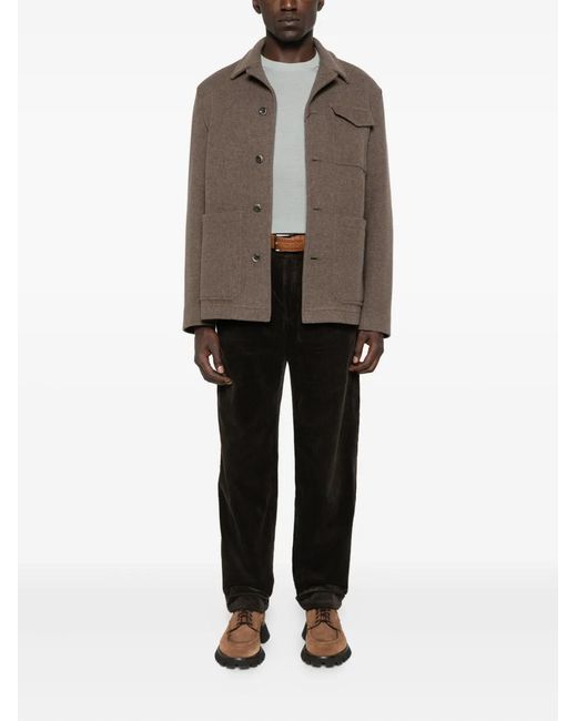 Canali Gray Round-Neck Wool Sweater for men