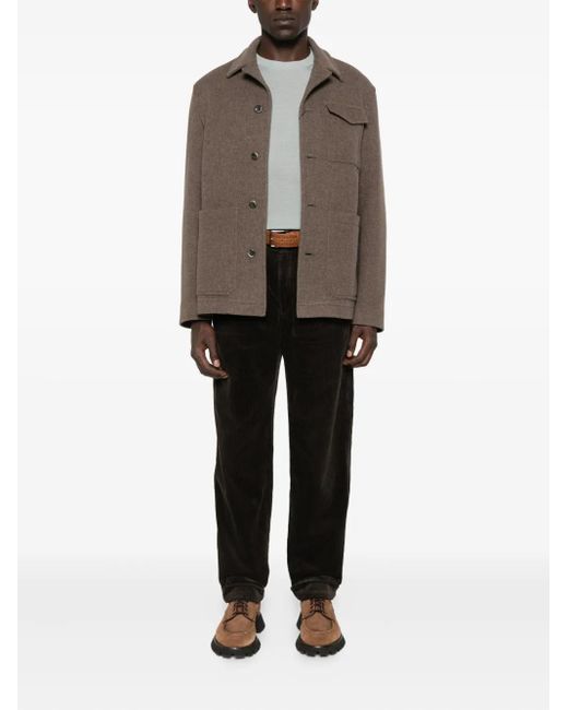 Canali Gray Round-Neck Wool Sweater for men