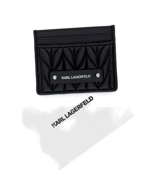 Karl Lagerfeld Black Quilted Logo-Plaque Card Holder
