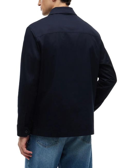 Tommy Hilfiger Blue Logo-Patch Button-Up Jacket for men