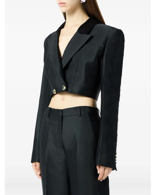 Blumarine Black Veste En Dentelle À Structure En Diagonale