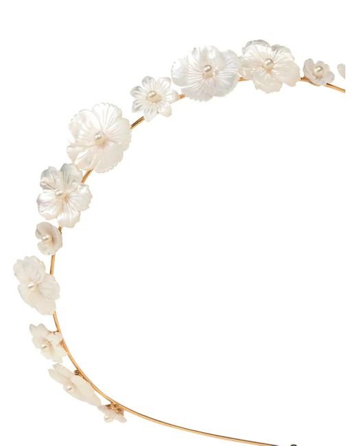 Jennifer Behr White Jenna Floral-Appliqués Headband