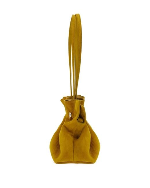 Ferragamo Yellow Suede Soft Shoulder Bag