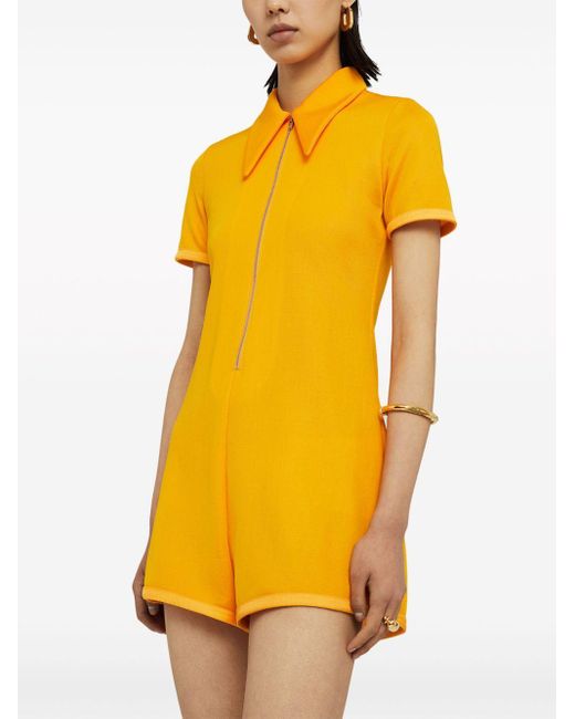 Jil Sander Yellow Oversize-collar Zip-front Playsuit