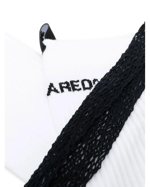 DSquared² White Logo-Print Ribbed Socks for men