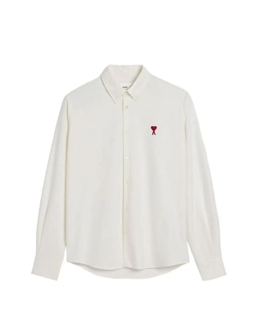 AMI White Cotton Shirt With Ami De Coeur