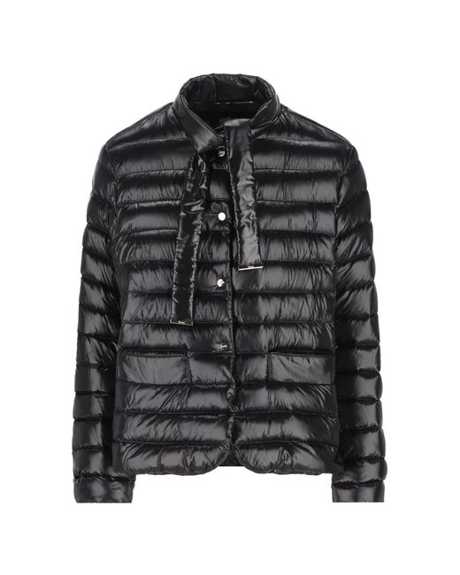 Herno Black Padded Neck-Tie Coat