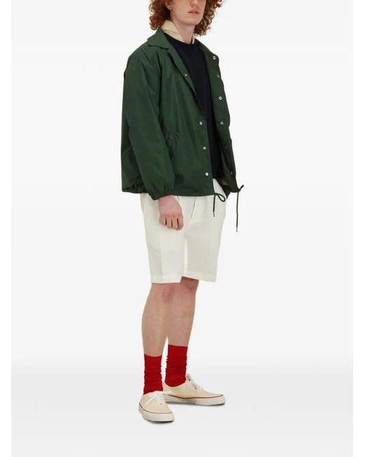 Fortela Green Coach Embroidered-Patch Drawstring Jacket for men