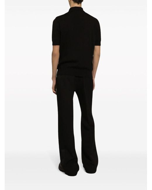 Dolce & Gabbana Black Sequin-embellished Polo Shirt for men