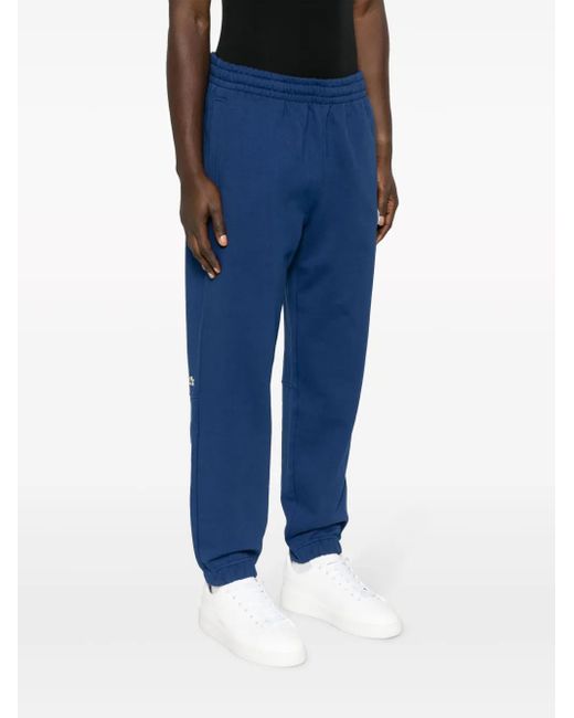 Lacoste Blue Logo-Patch Organic Cotton Track Trousers for men