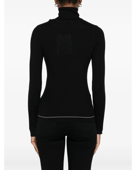 Moncler Black Roll Neck Ribbed Top