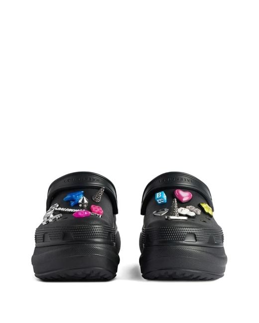 Balenciaga Black Patch-Embellished Clogs