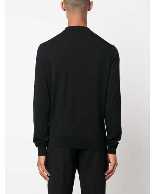 Lanvin Black Long-Sleeve Polo Shirt for men