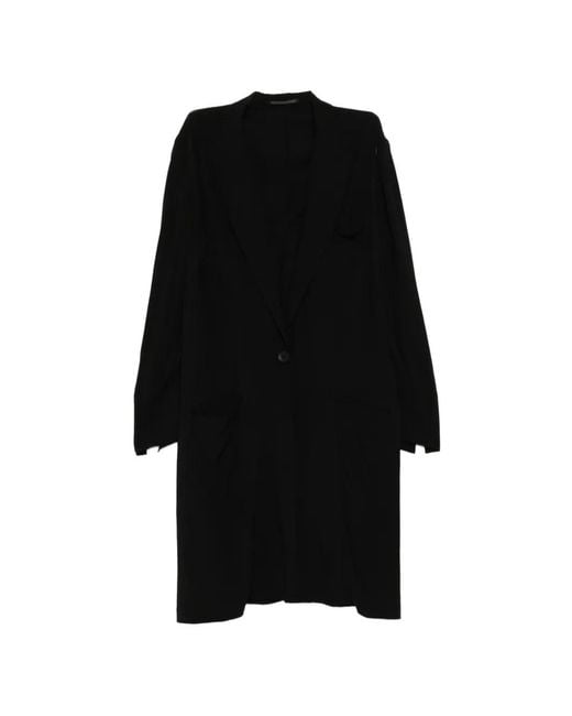Yohji Yamamoto Black Single-Breasted Notched-Lapel Jacket