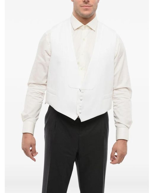 Corneliani White Honeycomb-Knit Ceremony Waistcoat for men