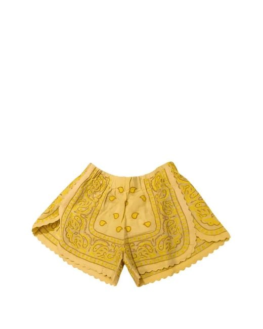 ORSINA Yellow Short Imprimé À Bords Festonnés