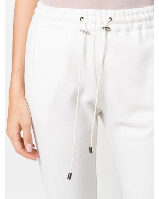 Colombo White Elasticated Drawstring-Waistband Trousers