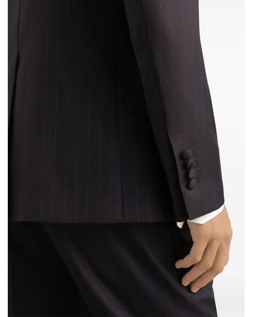 Giacca Doppiopetto A Righe di Dolce & Gabbana in Black da Uomo