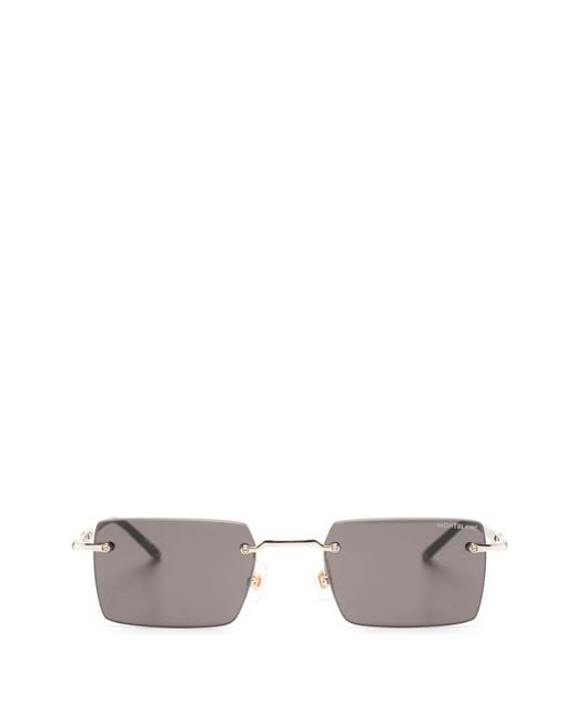 Montblanc White Rimless Rectangle-Frame Sunglasses