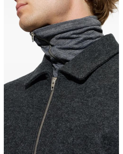 Jil Sander Blue Zip-Up Ribbed-Trim Bomber Jacket for men