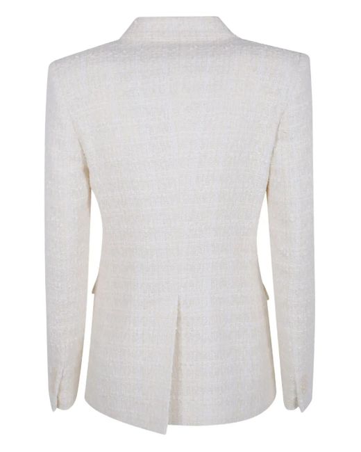 Tagliatore White Tweed Double-Breasted Jacket