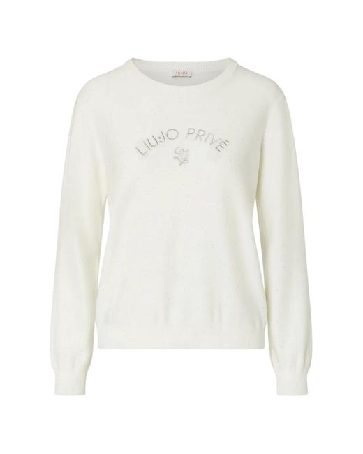 Liu Jo White Top With Micro Sequins