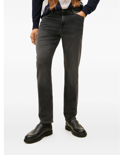 Tommy Hilfiger Gray Logo-Patch Slim-Fit Jeans for men