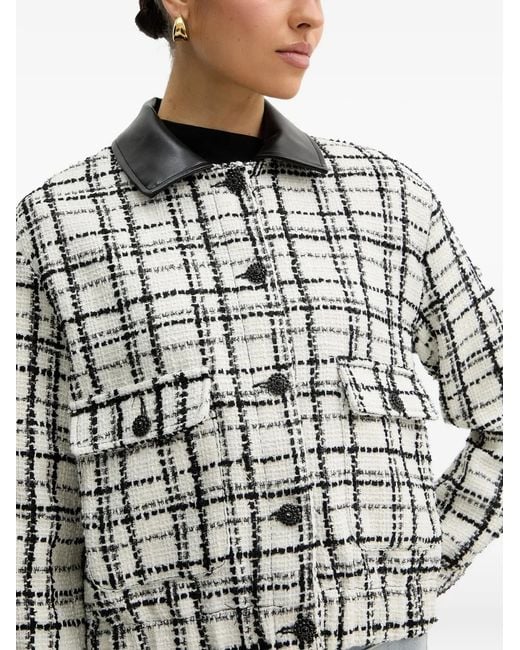 Morgan Blue Checked-Pattern Buttoned Jacket