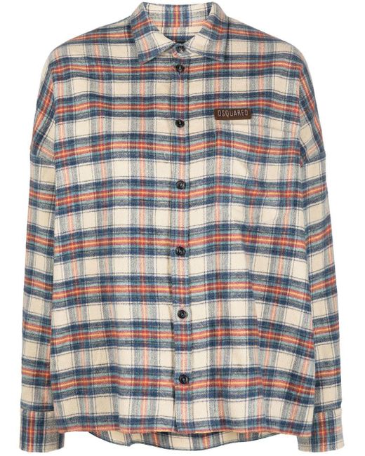 Check-pattern shirt di DSquared² in Gray
