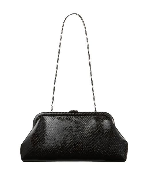 Jimmy Choo Black Skylar Snake-Printed Leather Clutch Bag