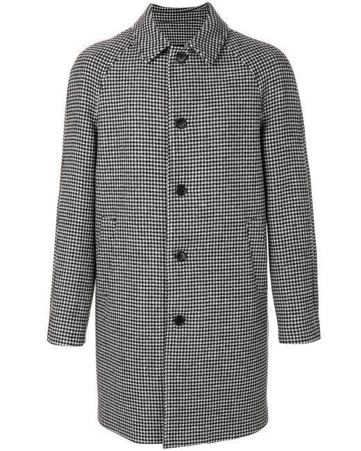 Lyst - Msgm Houndstooth Pattern Coat in Black for Men