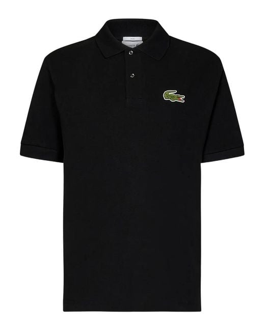 Polo À Patch Logo Lacoste en coloris Black