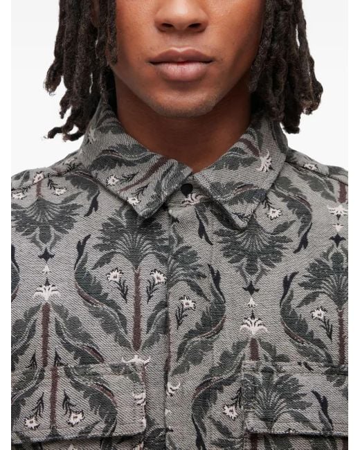 Osklen Gray Jacquard Floral-Pattern Shirt Jacket for men