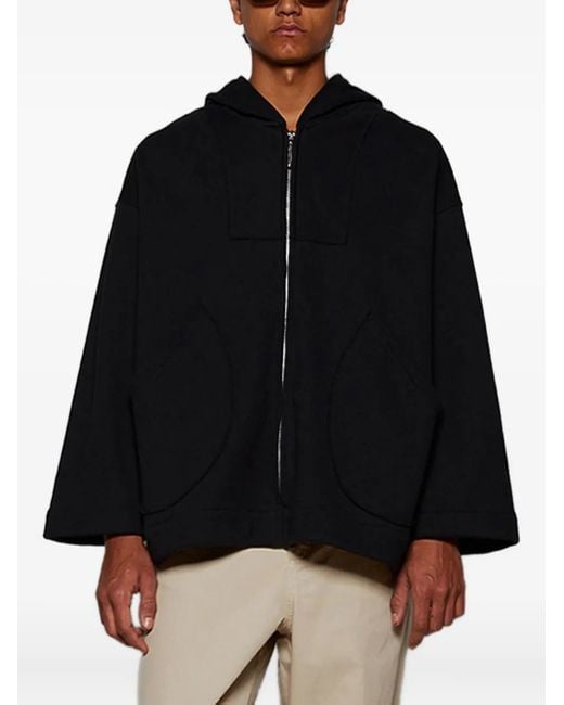 Bode Black Sideline Hooded Zip-Up Jacket for men
