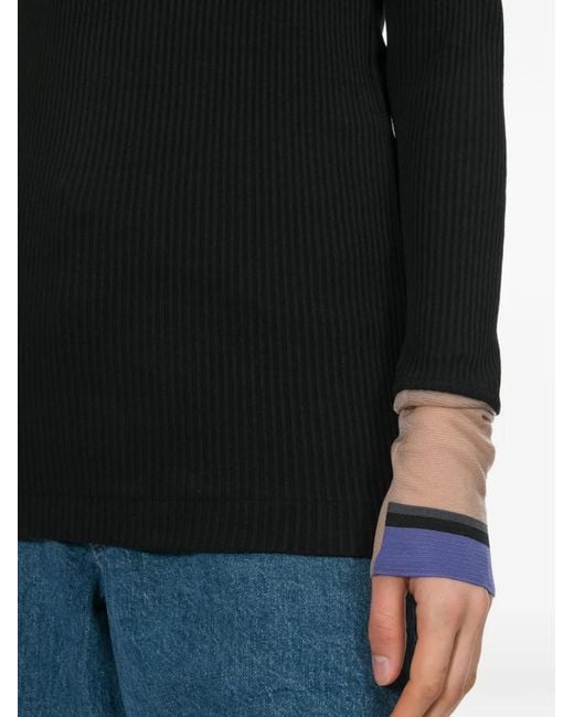 Toga Black Rib Long-Sleeved Top