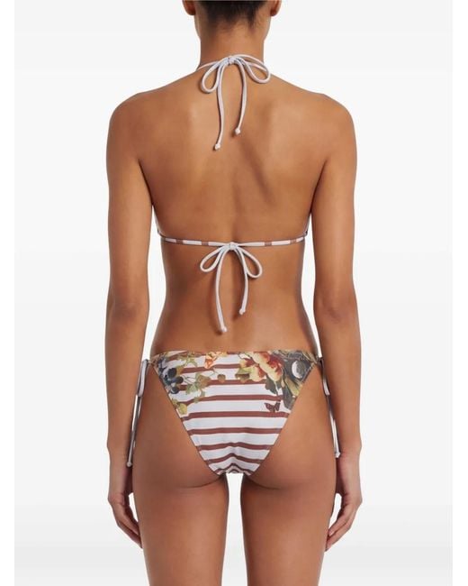 Jean Paul Gaultier White Floral-Print Bikini Set