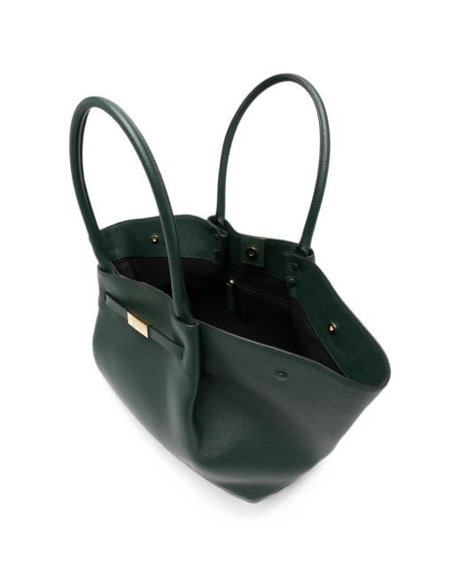 DeMellier London Green New York Grained Leather Tote Bag
