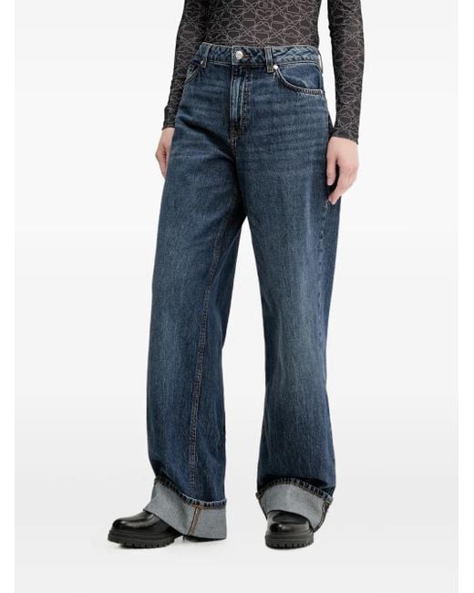 HUGO Blue Cuffed-Hems Cotton Jeans