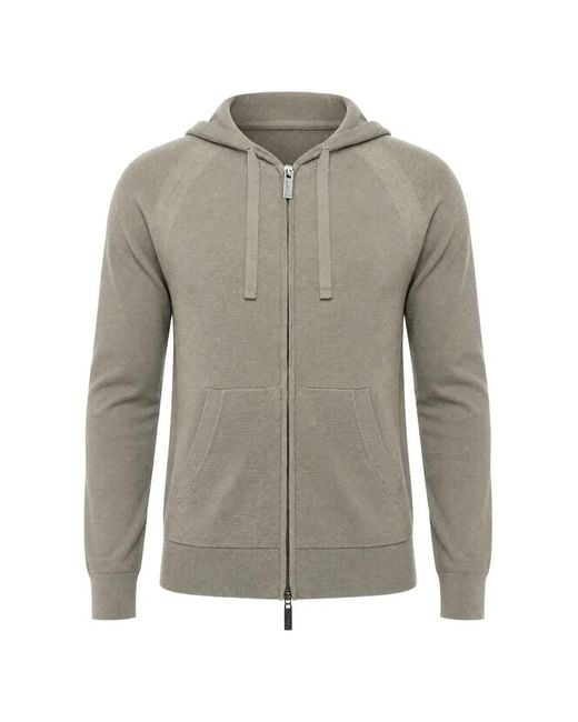 Paolo Pecora Gray Zip-Up Knit Hoodie for men