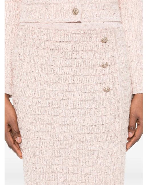 Alessandra Rich Pink Jupe Mi-Longue À Boutons Décoratifs