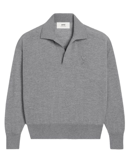 AMI Gray Ami De Coeur Polo Shirt